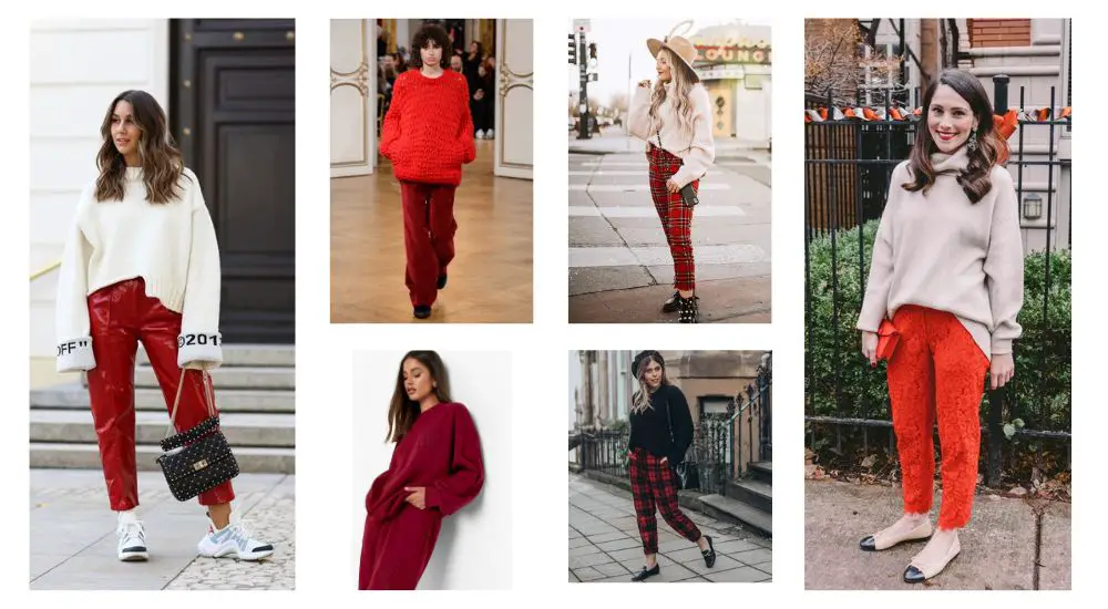 what to wear with red pants female