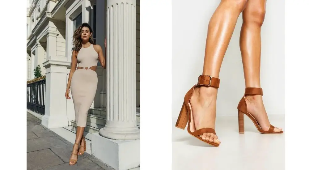 what color shoes to wear with taupe cocktail dress