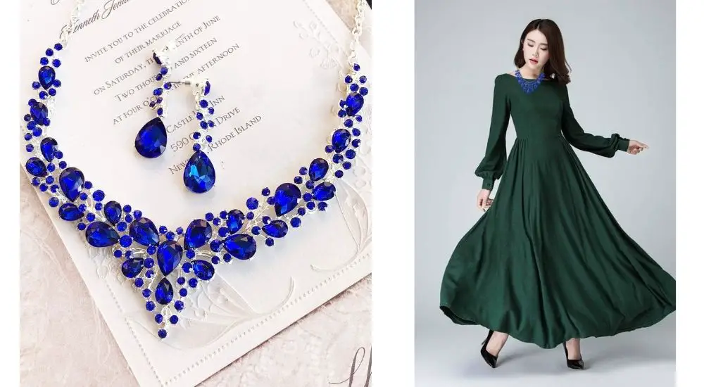 accessories for dark green dress 