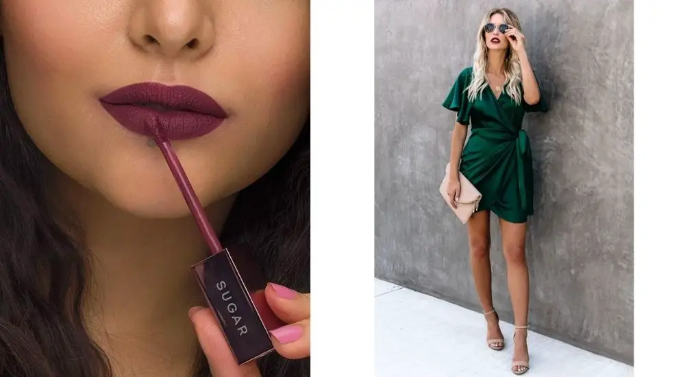 what color lipstick with olive green dress