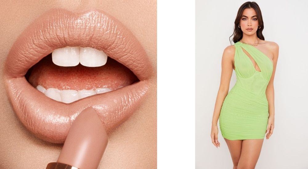 which lipstick suits on olive green dress