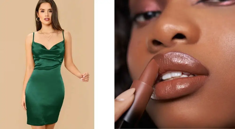lipstick shade with green dress