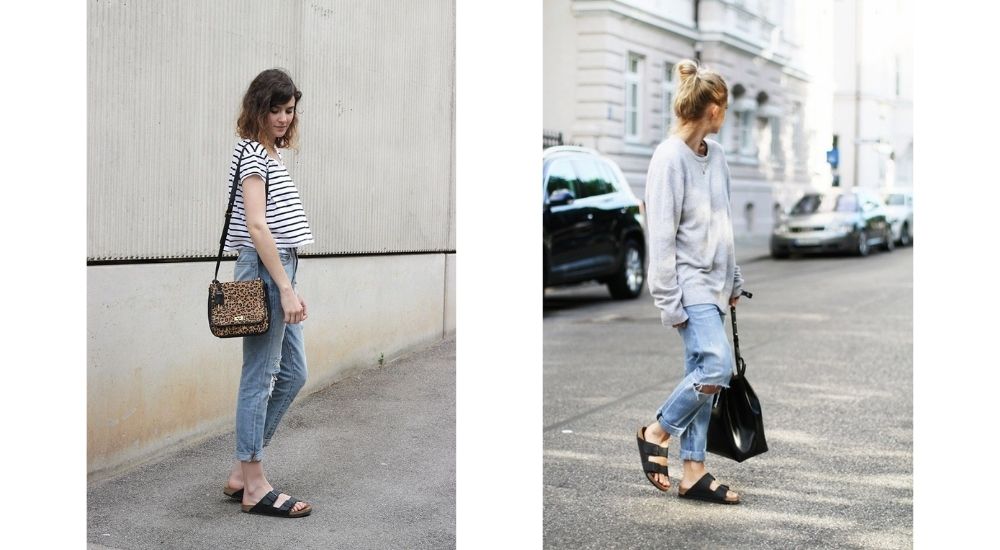 Can you wear mom jeans with sneakers?