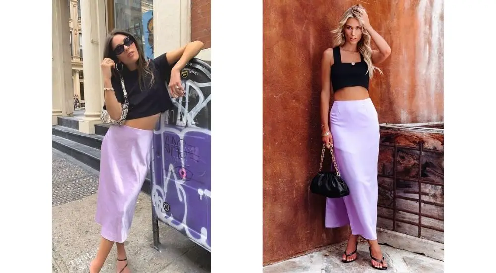 black and purple skirt outfit