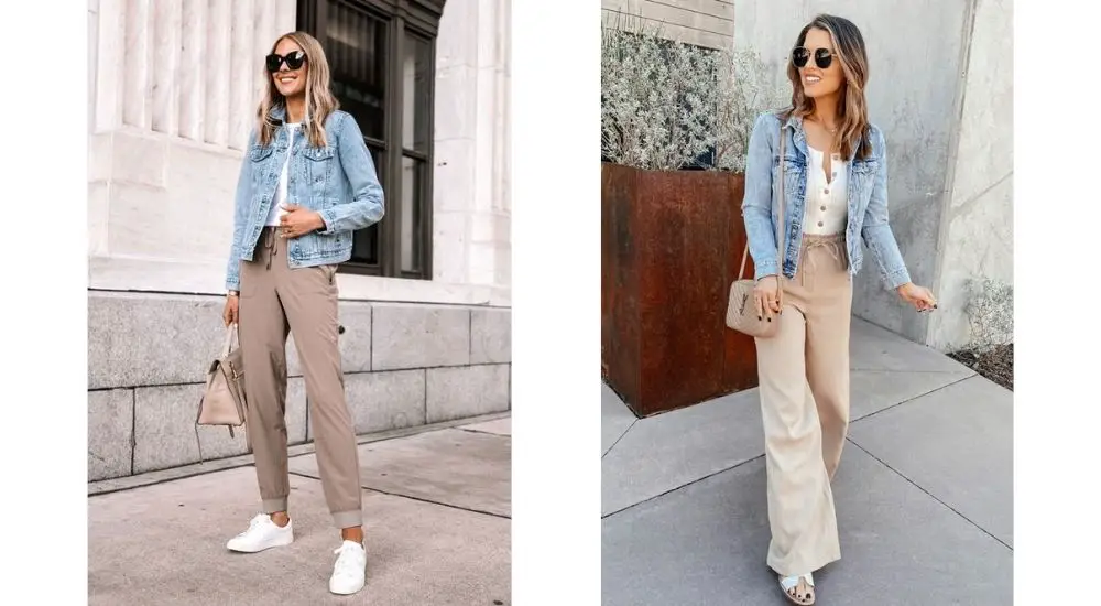 beige pants outfit female