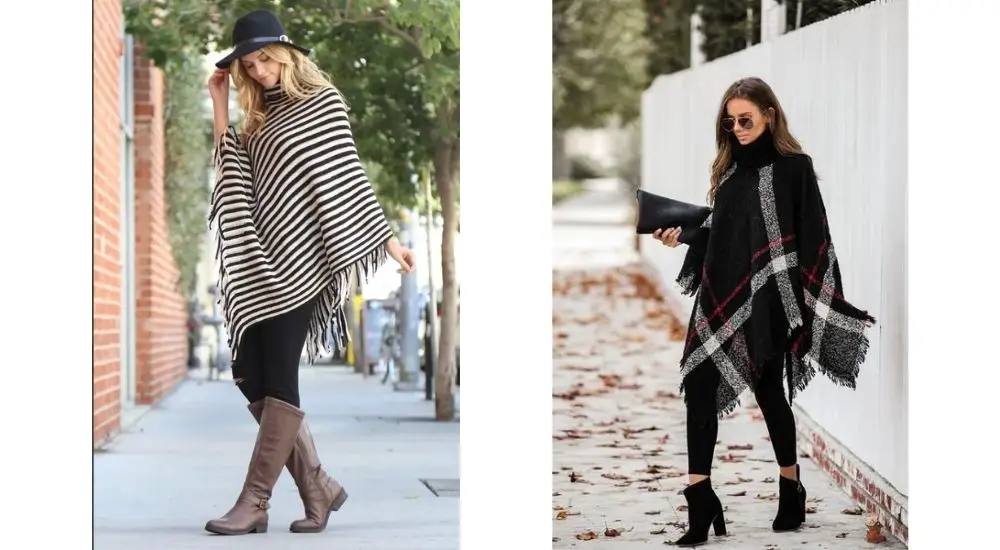 black and white poncho outfit