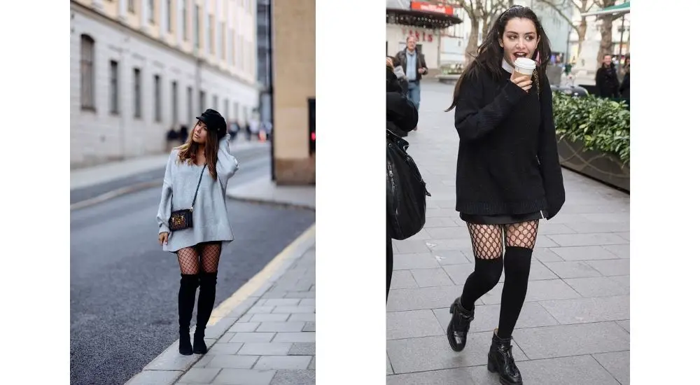 cute outfits with fishnet leggings