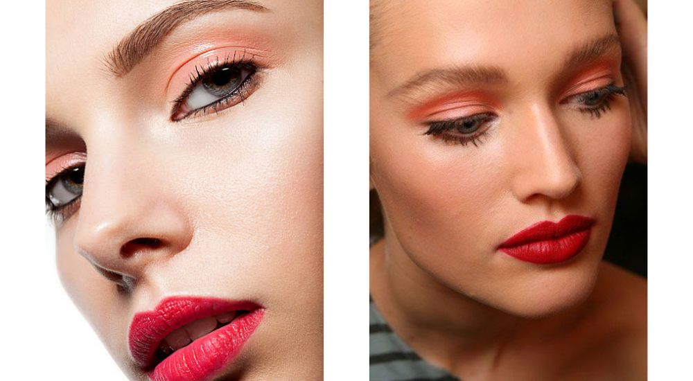 eye look with red lips