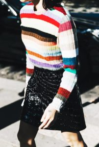 Colorful Sweater with Miniskirt