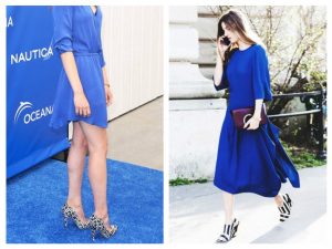 royal blue dress with leopard print shoes