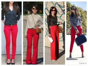 what to wear with red pants female
