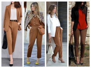 what to wear with brown pants in office for ladies