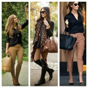 what shirt to wear with brown pants for women