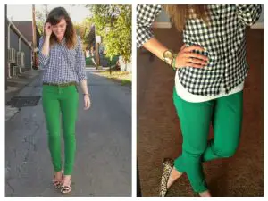 what do i wear with green pants