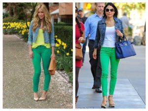 what to wear with green pants in winter
