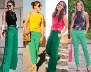 What tops wear with green pants