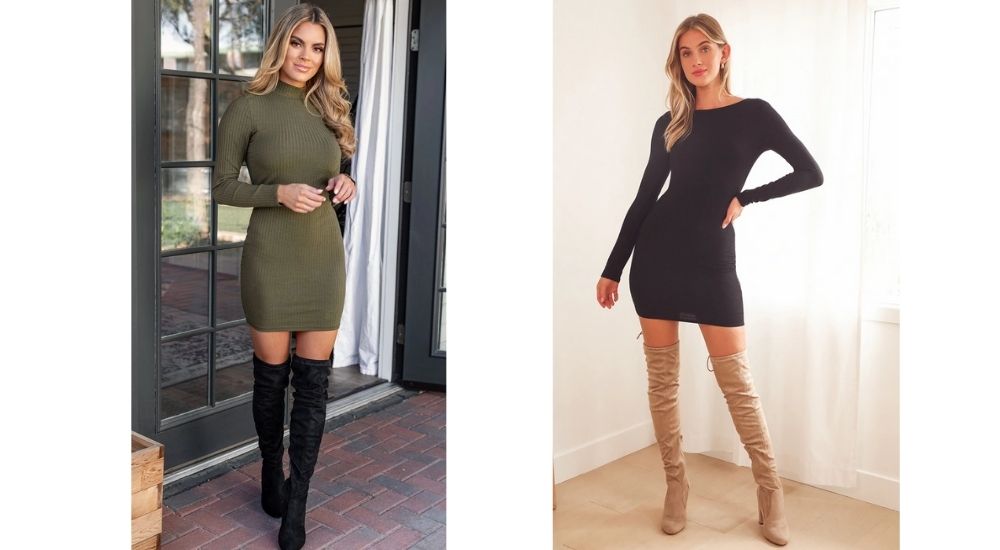 Long Bodycon Dress with Boots