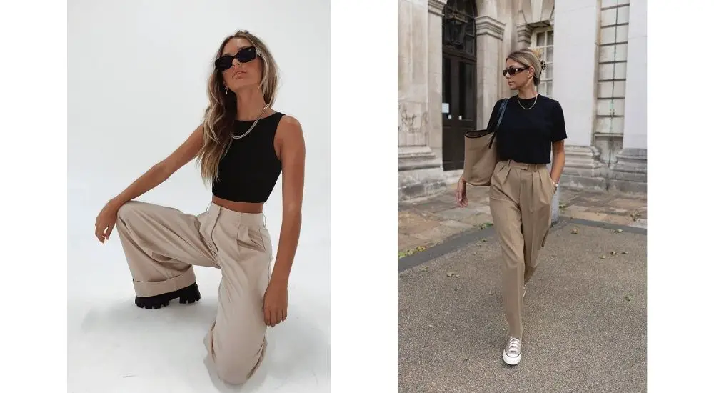 KAYLEYJANE ORGANIC COTTON TROUSERS Cream by Beaumont Organic  Bottoms   Trousers  Young British Designers