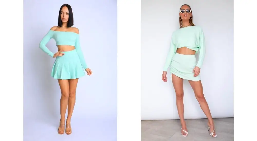 mint green skirt outfit