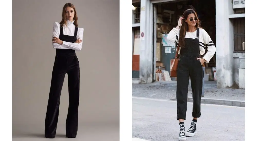 black dungaree dress outfit