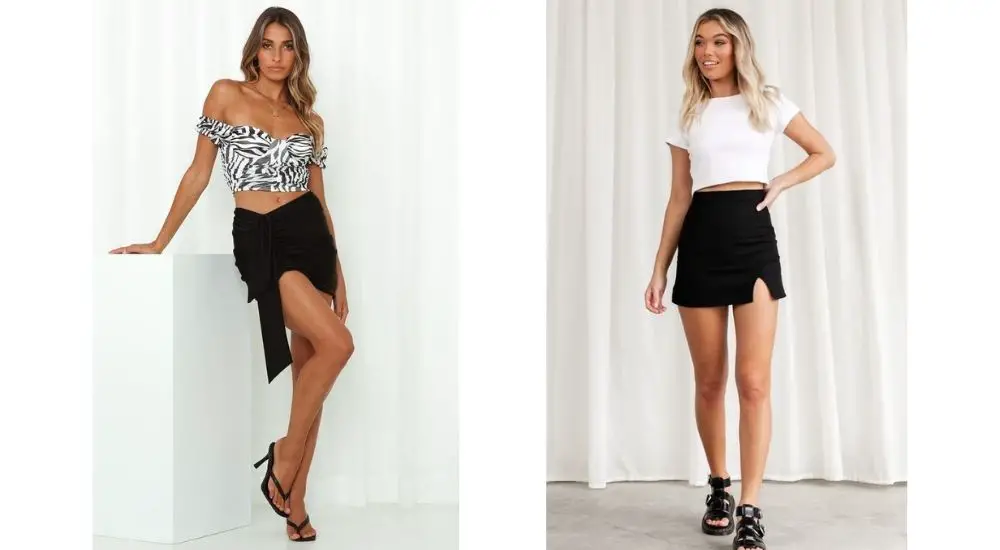 black and white mini skirt outfit
