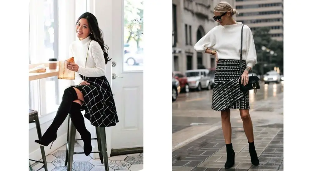 black and white long outfit ideas